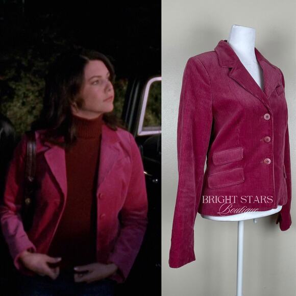 Rare Pink Corduroy Blazer Jacket ASO Lorelai Gilmore Girls Bright Colorful - Picture 4 of 16
